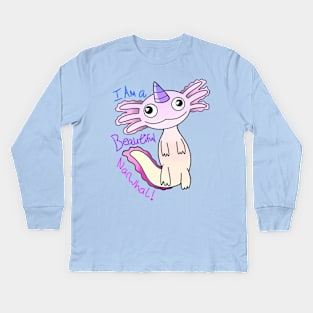 Derpy Narwhal Axolotl Kids Long Sleeve T-Shirt